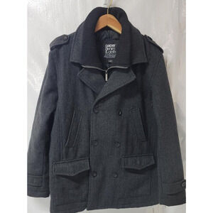 Wool Overcoat -‎ Paper Denim & Cloth- Gray Wool Blend Military Peacoat Size -XL
